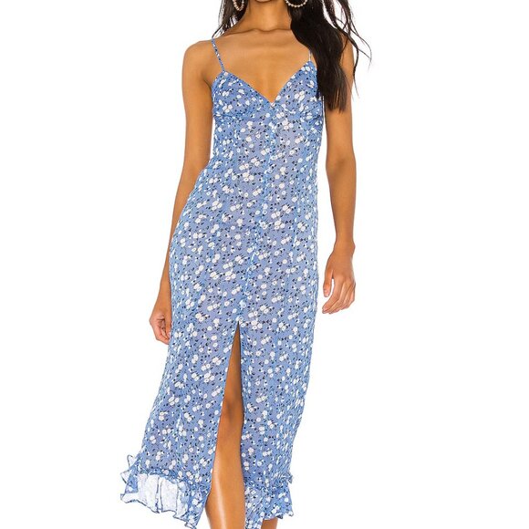 MAJORELLE Dresses & Skirts - Majorelle quincy midi dress in blue ditsy size xs